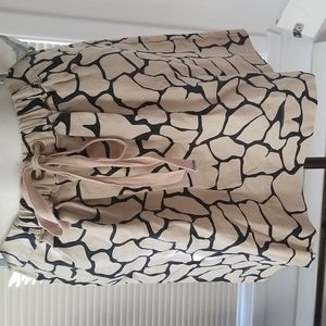 Alfred Sung Geometric Print Elastic Waist Linen Skirt